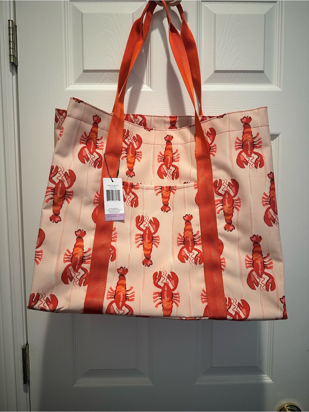 Vera Bradley Red Coral and White large Lobster “Clause”Print Tote - Picture 1 of 8